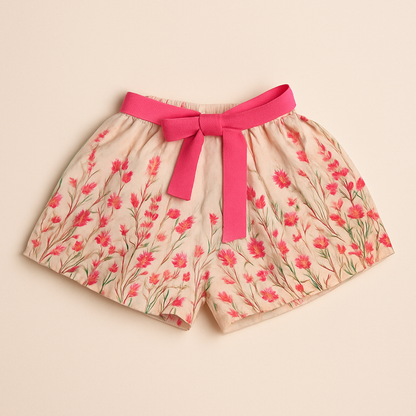 Twetoons Floral Embroidered Top with Matching Bow Shorts