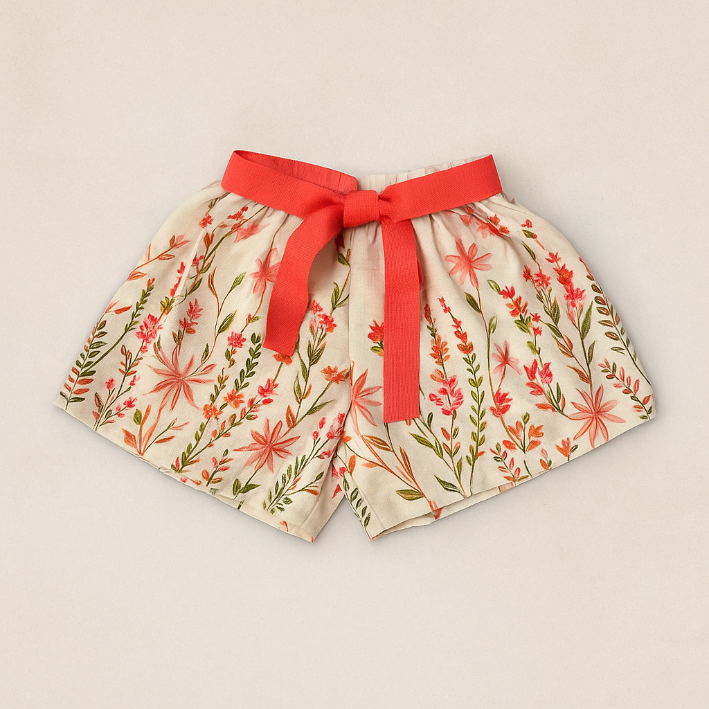 Twetoons Floral Embroidered Top with Matching Bow Shorts