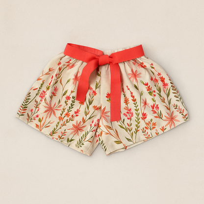 Twetoons Floral Embroidered Top with Matching Bow Shorts