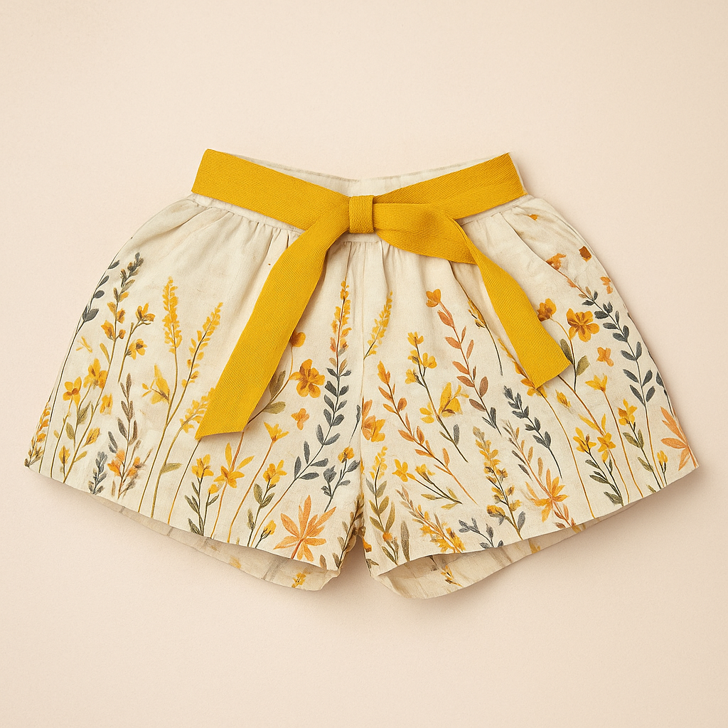 Twetoons Floral Embroidered Top with Matching Bow Shorts