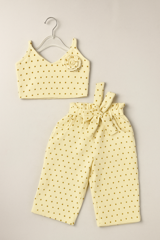 Polka Dot Crop Top with Matching Culottes