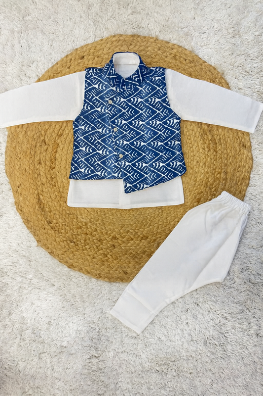 Elegant kids Blue Kurta Jacket set