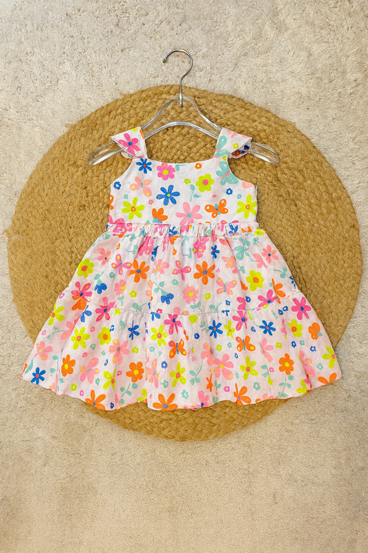 Bright multicolor floral frock for girls