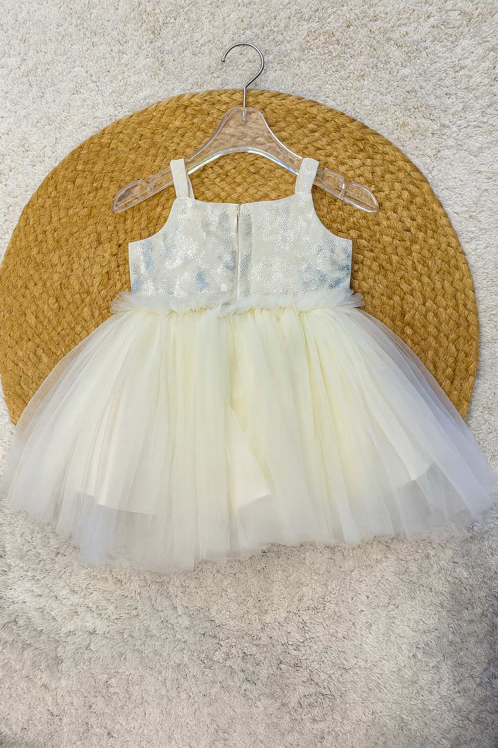 Elegant shimmer party frock with big bow detail