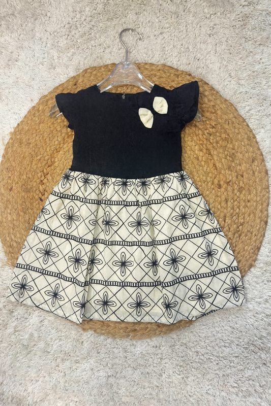 Black & Ivory Bow Accent Frock