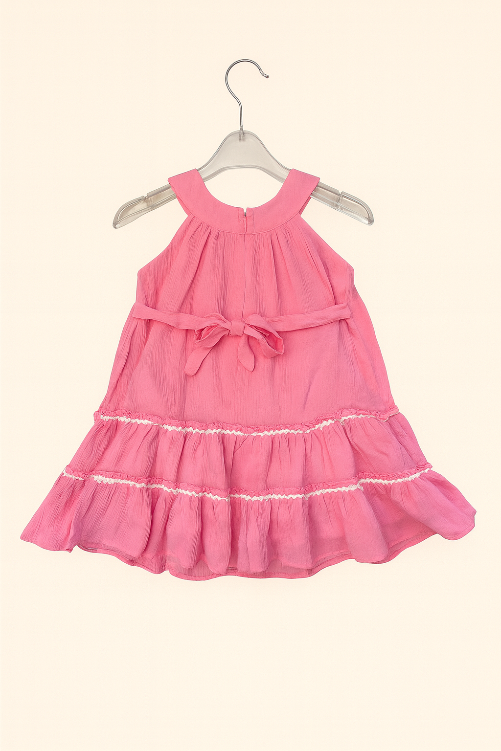 Blush Pink Frill Party Frock with Bow Detail