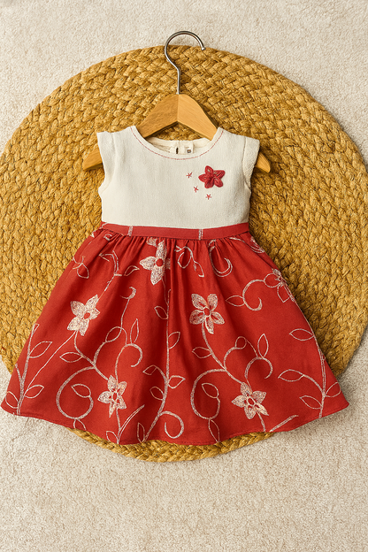 Elegant Floral Frock with Embroidered Party Skirt