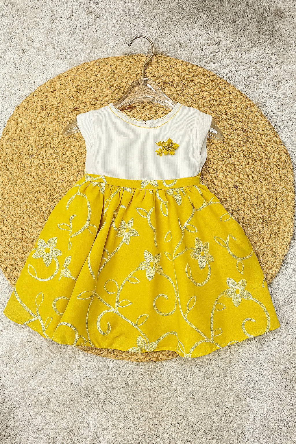 Elegant Floral Frock with Embroidered Party Skirt