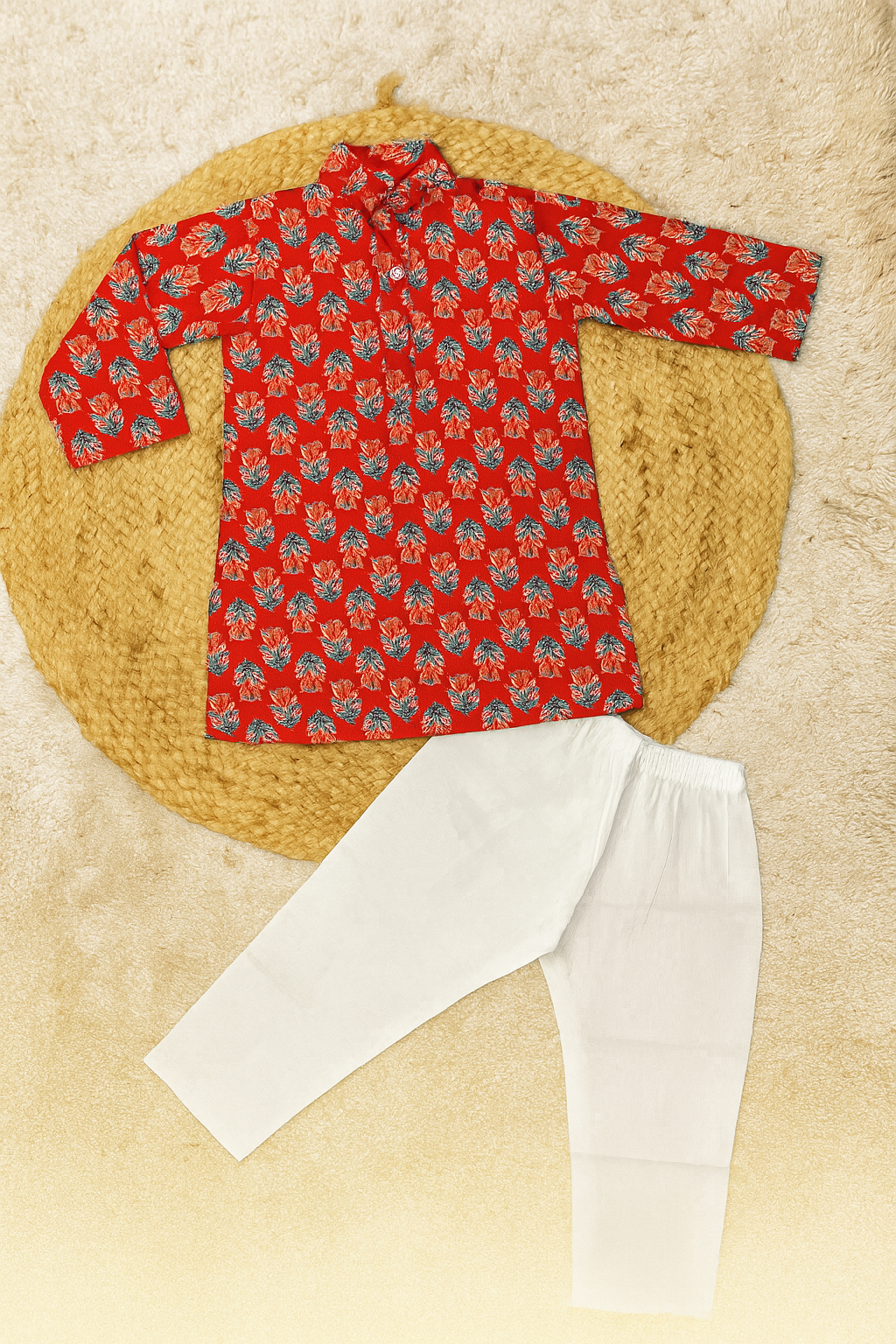 Cotton kurta pyjama set with festive prints