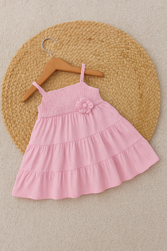 Smocked Tiered Ruffle Dress For Girls