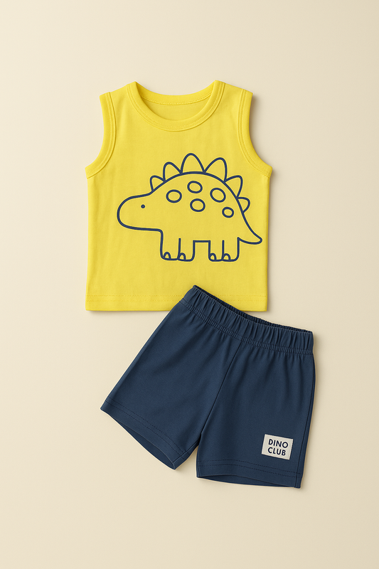 Sleeveless Dino-Print Set For boys