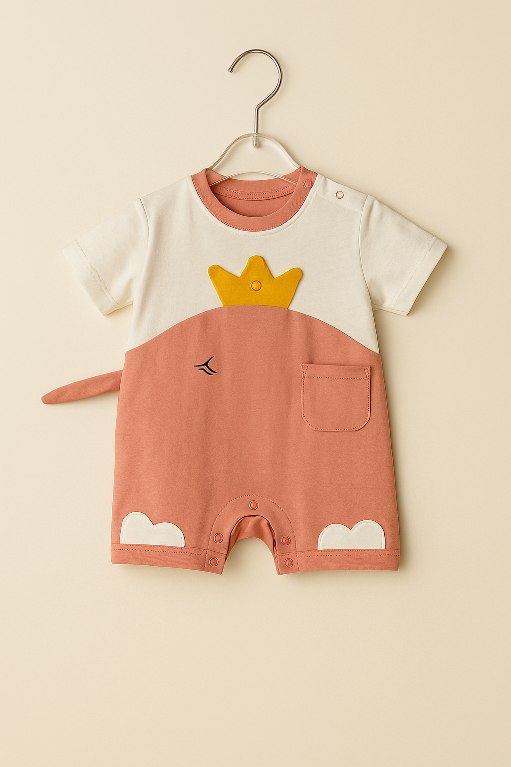 Mumbl Jumbl Dino-Themed Cotton Rompers with Crown & Tail