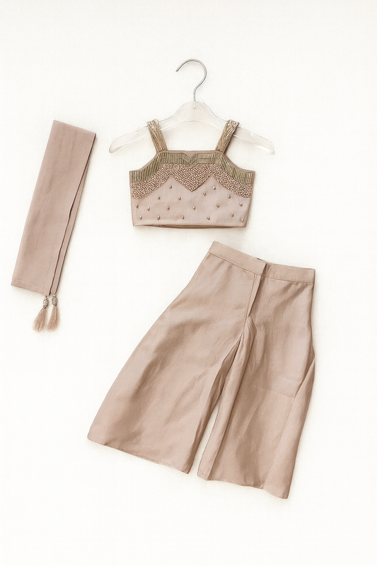 Elegant Muted Gold Sharara Set