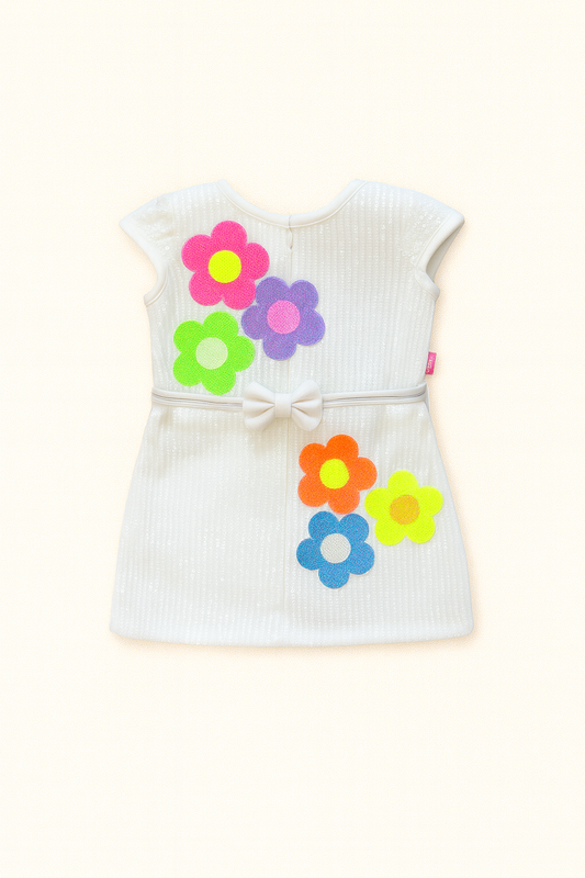 Girls' Floral Sequin Party Dress