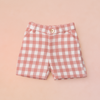 LITTLE COLLER Checkered Blazer & Shorts Set
