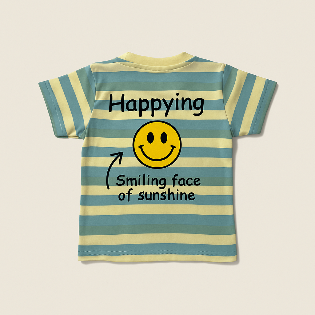 TXXI JUNIOR Striped Co-ord Set with Smiley Patch Design