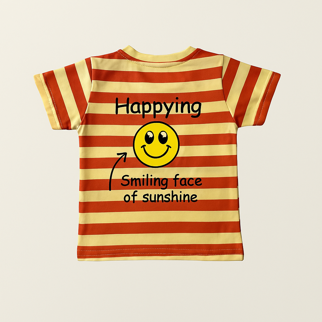 TXXI JUNIOR Striped Co-ord Set with Smiley Patch Design