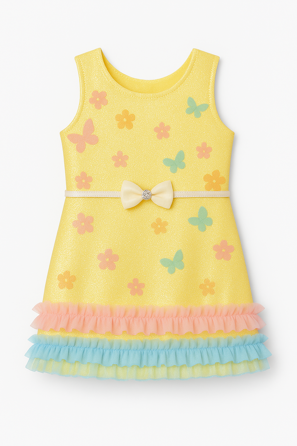 Floral Dress with Pastel Ruffle Hem