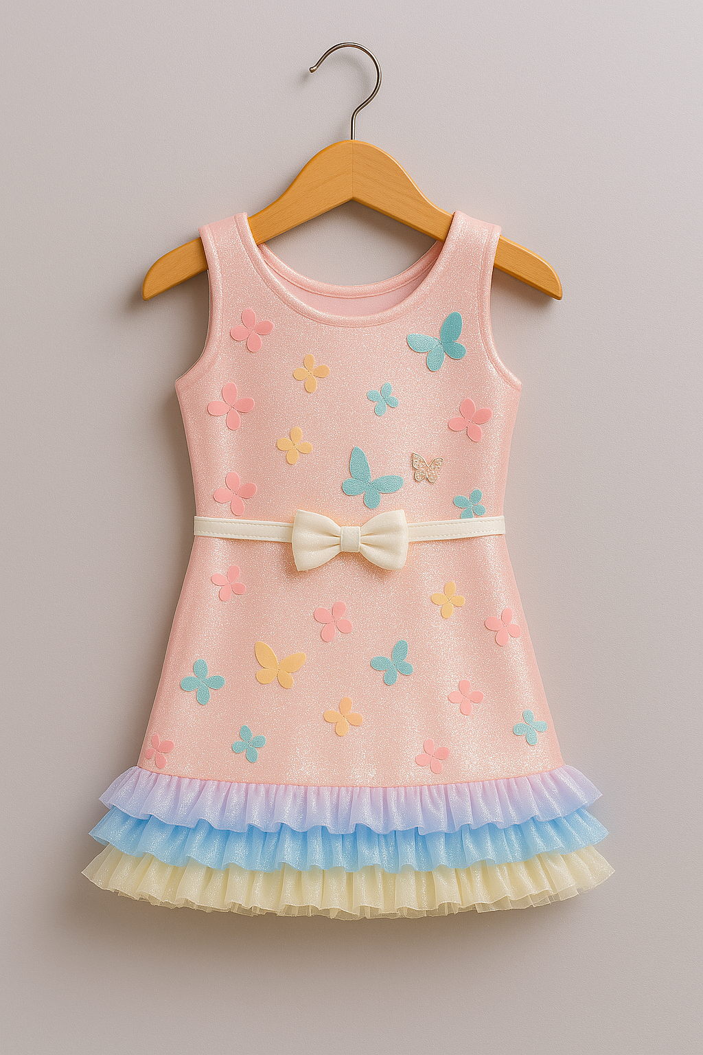 Floral Dress with Pastel Ruffle Hem
