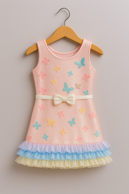 Floral Dress with Pastel Ruffle Hem