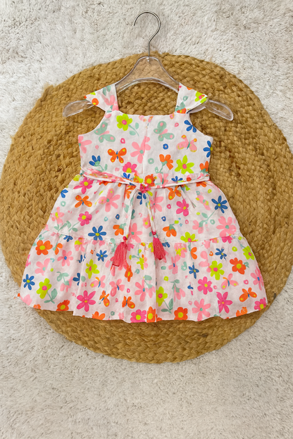 Bright multicolor floral frock for girls