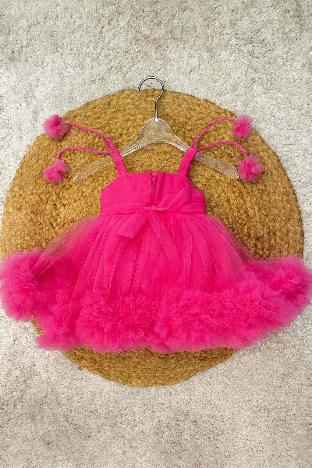 Rani Puffy Tulle Baby Frock with Floral Accents & Headband