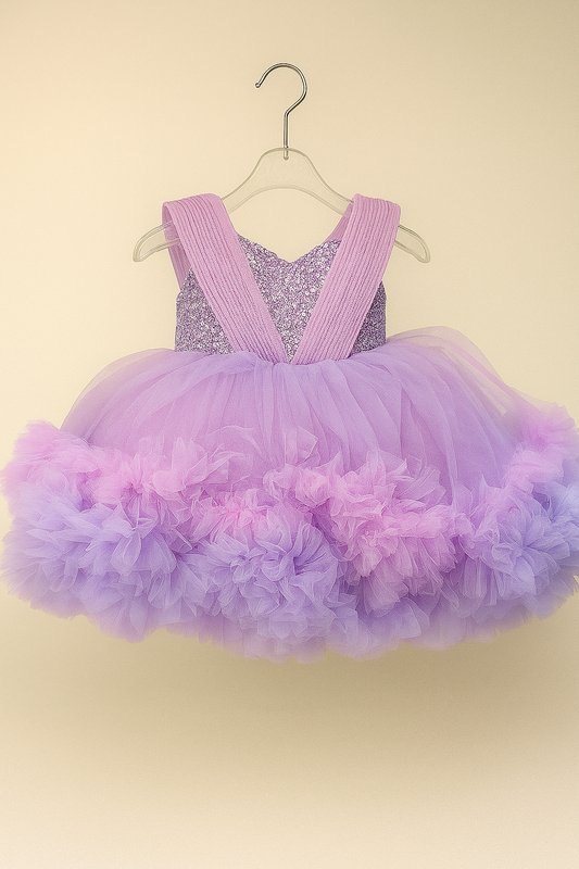 Glittery party frocks with dramatic ruffle layers