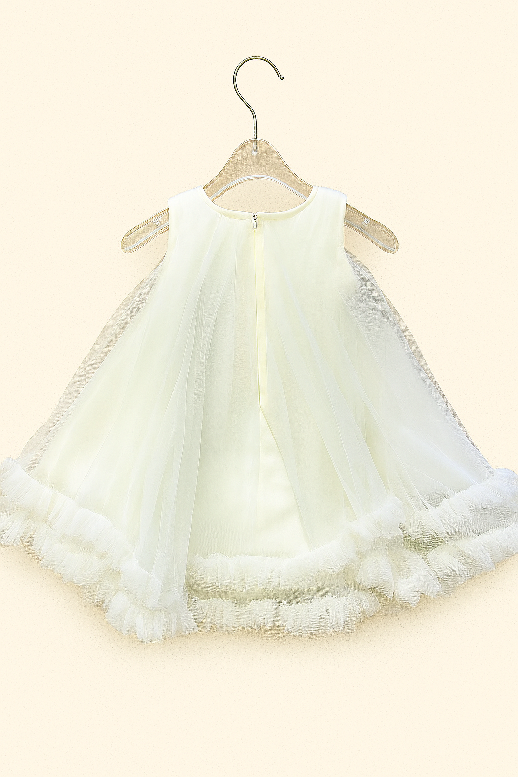 Ivory tulle frock with 3D tulip flowers