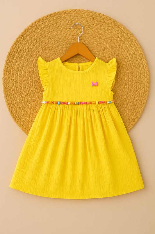 Girls Ruffled Sleeve Texture Frock