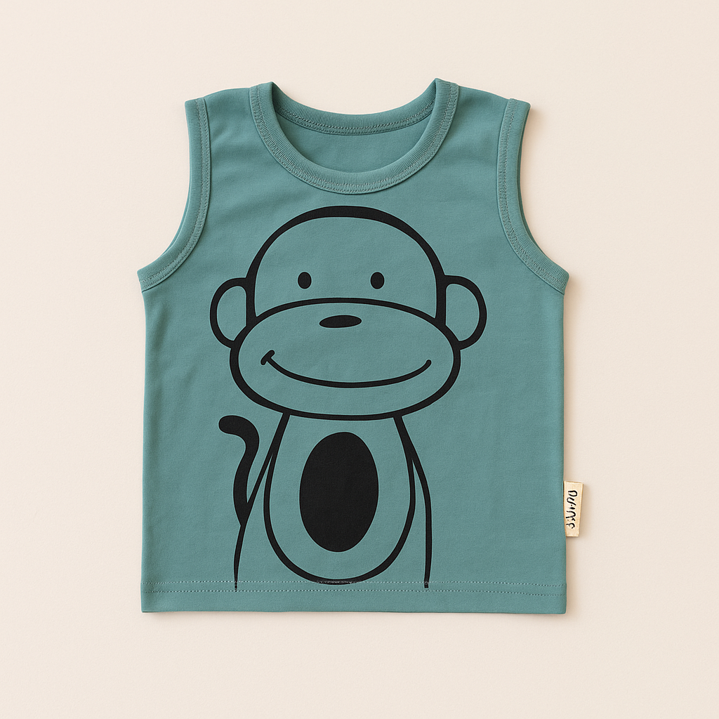 Sleeveless Monkey Print Co-ord Set for Kids