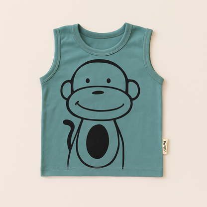 Sleeveless Monkey Print Co-ord Set for Kids