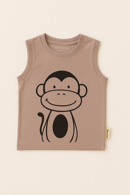 Sleeveless Monkey Print Co-ord Set for Kids