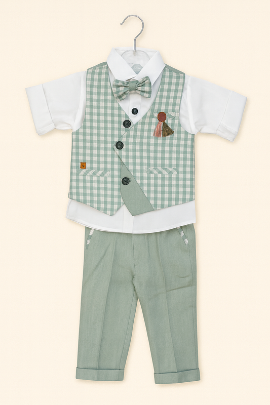 Boys' 3-Piece Mint Green Formal Suit Set