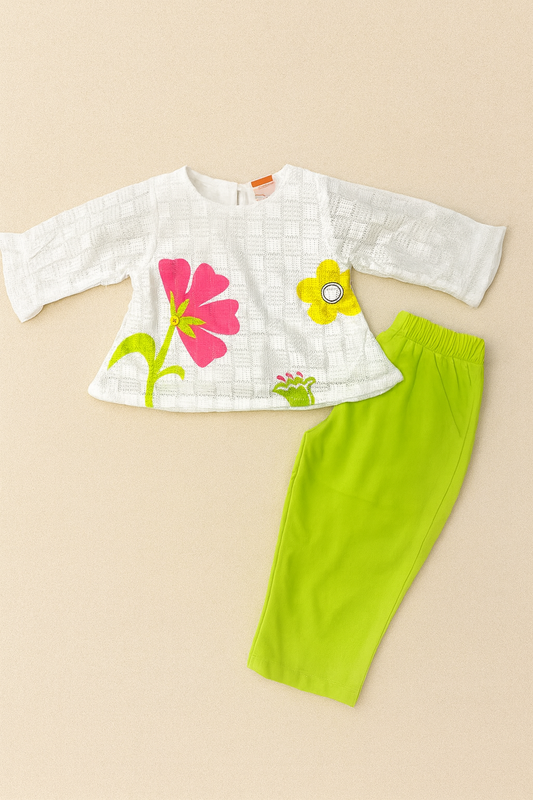 Floral Embroidered Cotton Set for Girls