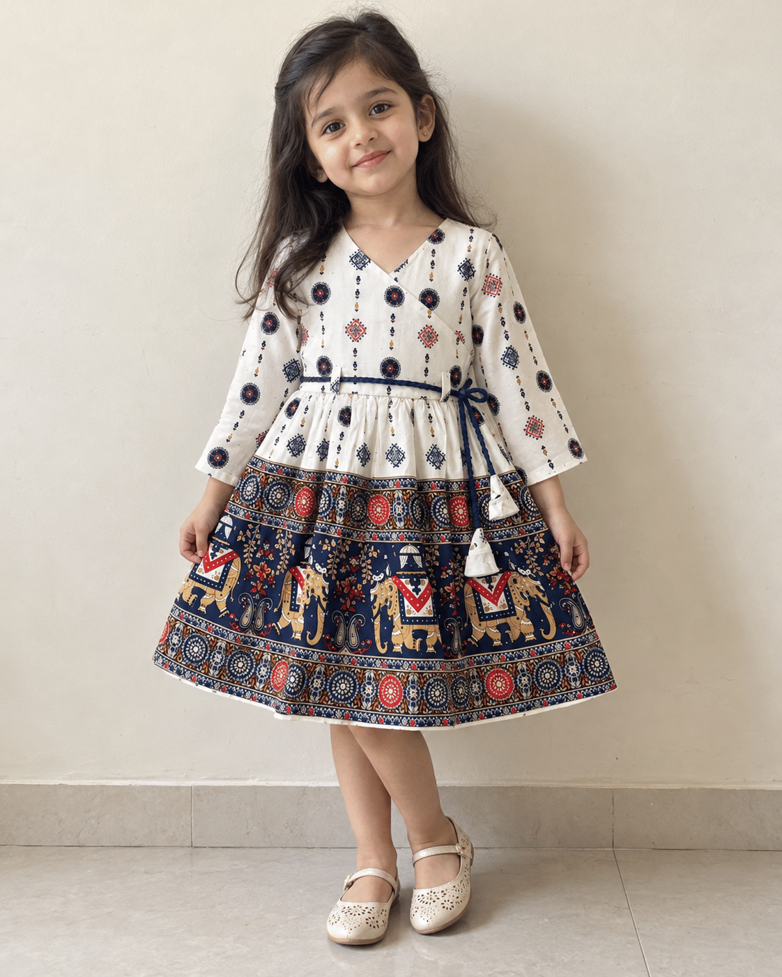 Navy Elephant Print Dress