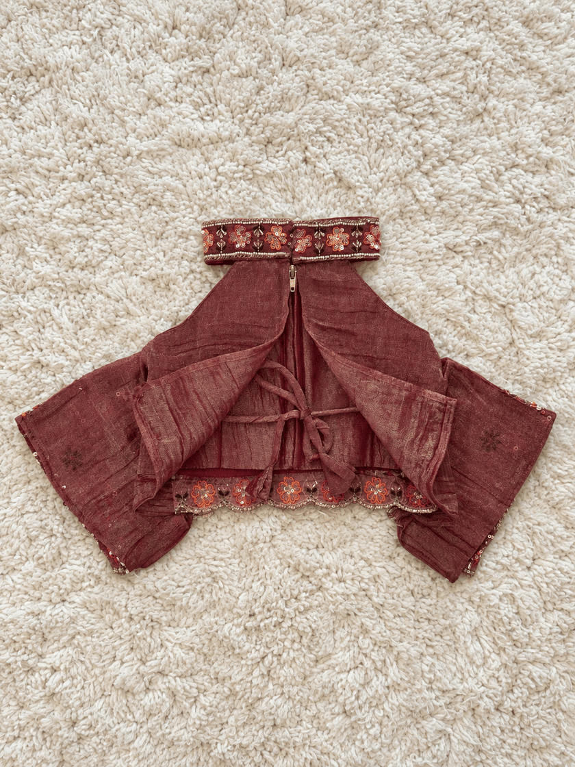 Maroon Floral Embellished Sharara Set