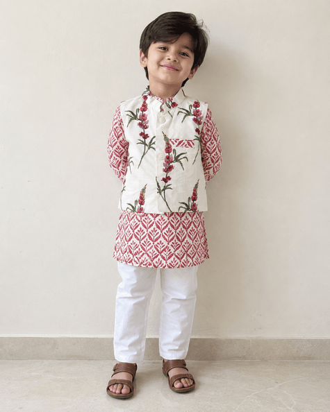 Ivory Blossom Cotton Kurta Set