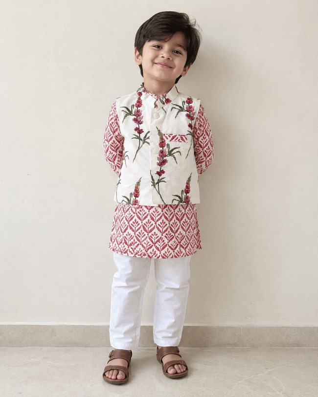 Ivory Blossom Cotton Kurta Set