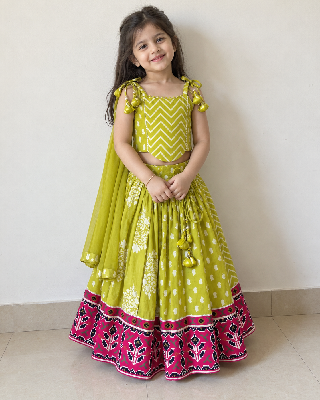 Lime Pink Festive Lehenga Set