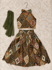 Olive Green Rayon Cotton Lehenga