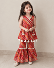 Crimson Stripe Pure Cotton Sharara