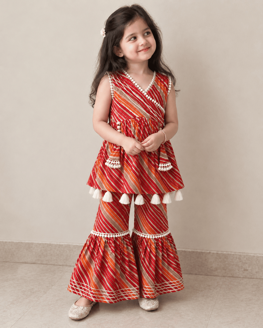 Crimson Stripe Pure Cotton Sharara
