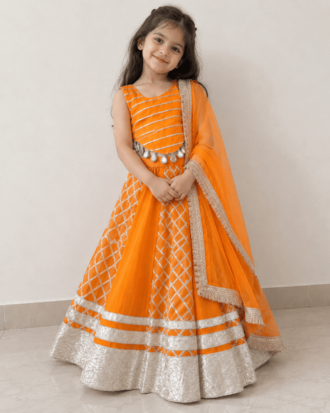 Orange Shimmer Festive Lehenga Set
