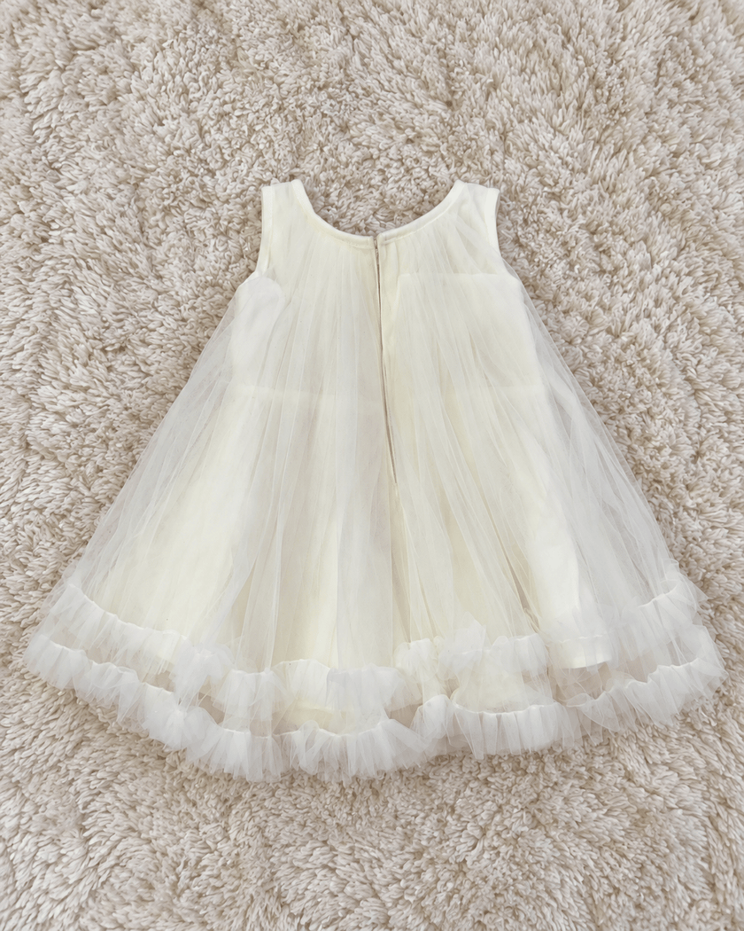 Ivory Tulip Bow Ruffle Dress