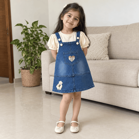 Denim Blue Floral Pocket Dress