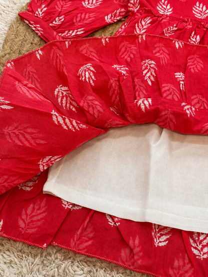 Crimson Leaf Tiered Dress