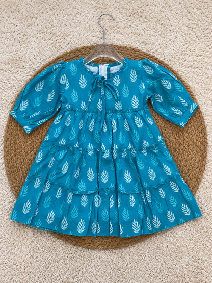 Teal Leaf Tiered Dress