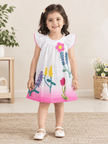 Rainbow Garden Flutter Sleeve Dress