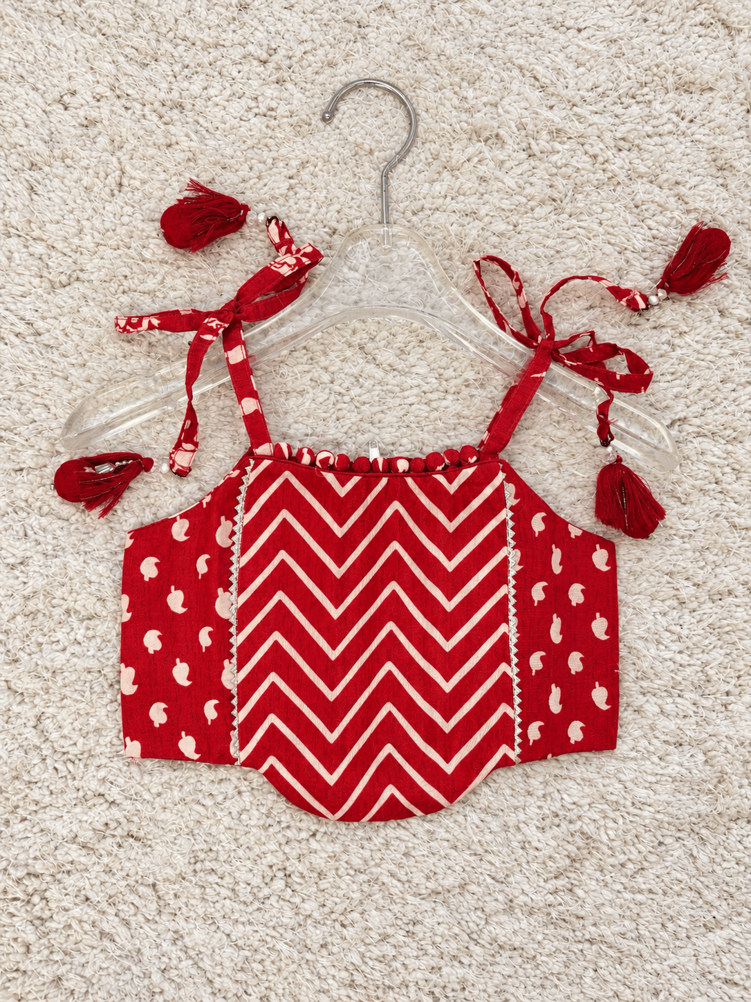 Crimson Chevron Festive Lehenga Set