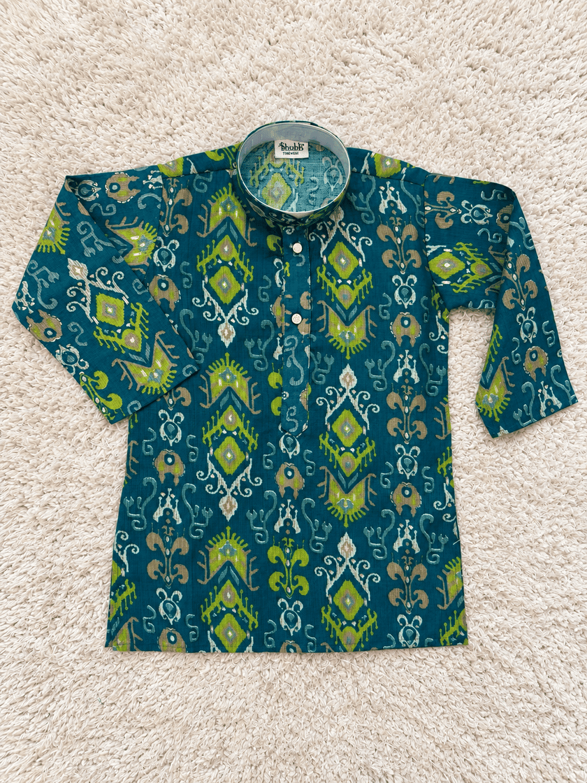 Teal Chanderi Cotton Kurta Set